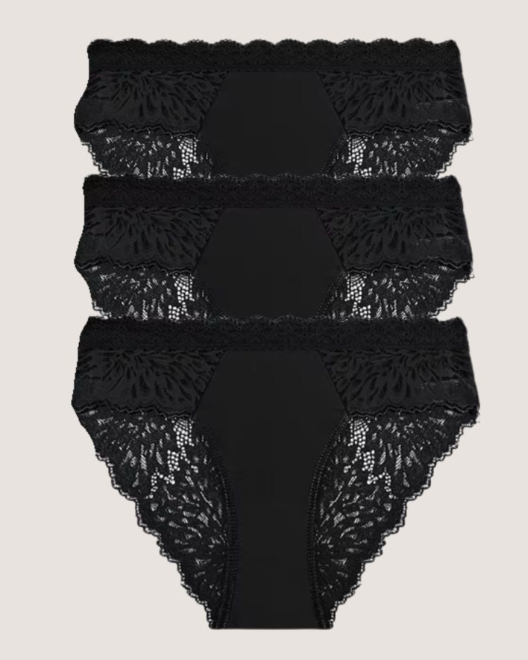 3-pack: romantische slipjes met lage taille van kant