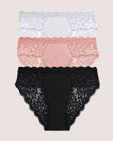 3-pack: romantische slipjes met lage taille van kant