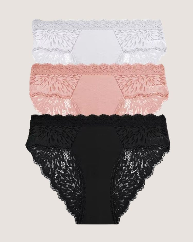 3-pack: romantische slipjes met lage taille van kant