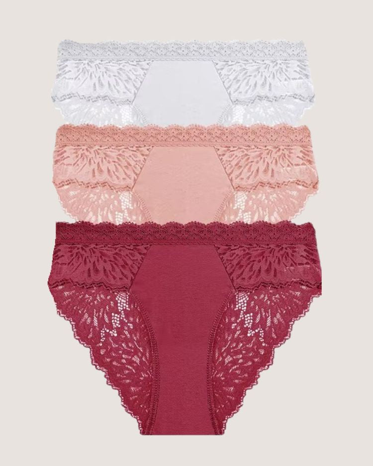 3-pack: romantische slipjes met lage taille van kant
