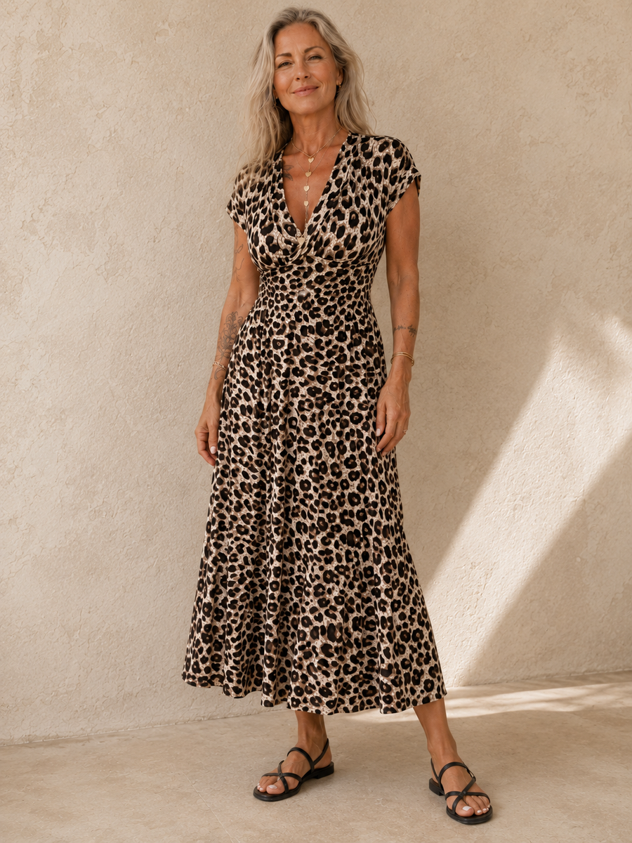 Nathalie - Robe Midi Léopard