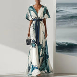 Nayla™ | Robe Longue à Imprime Aquarelle