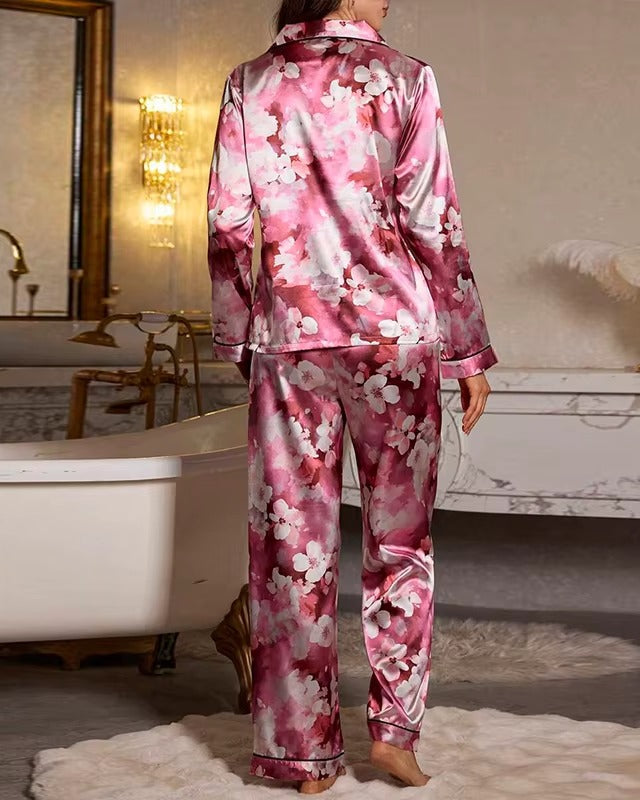 Bloemen Pyjamaset van Zijdezachte Satijn