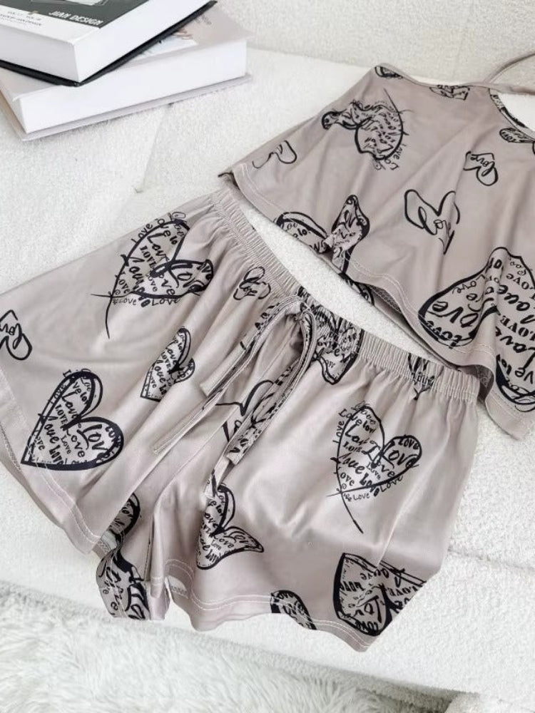 Geprinte Pyjamashortset
