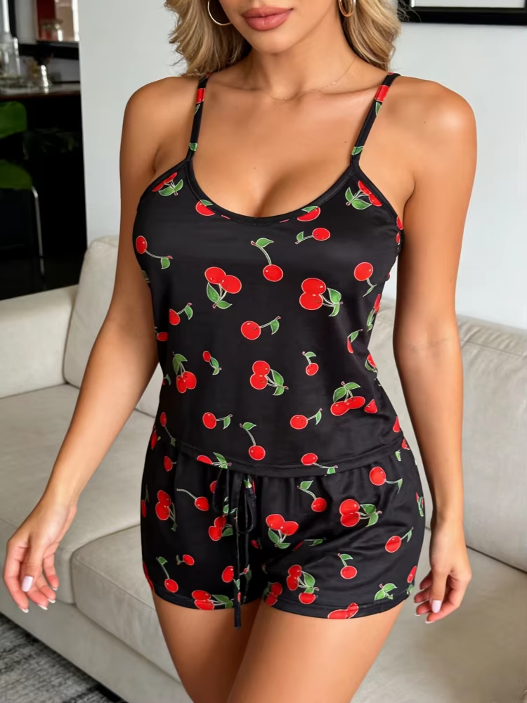Geprinte Pyjamashortset