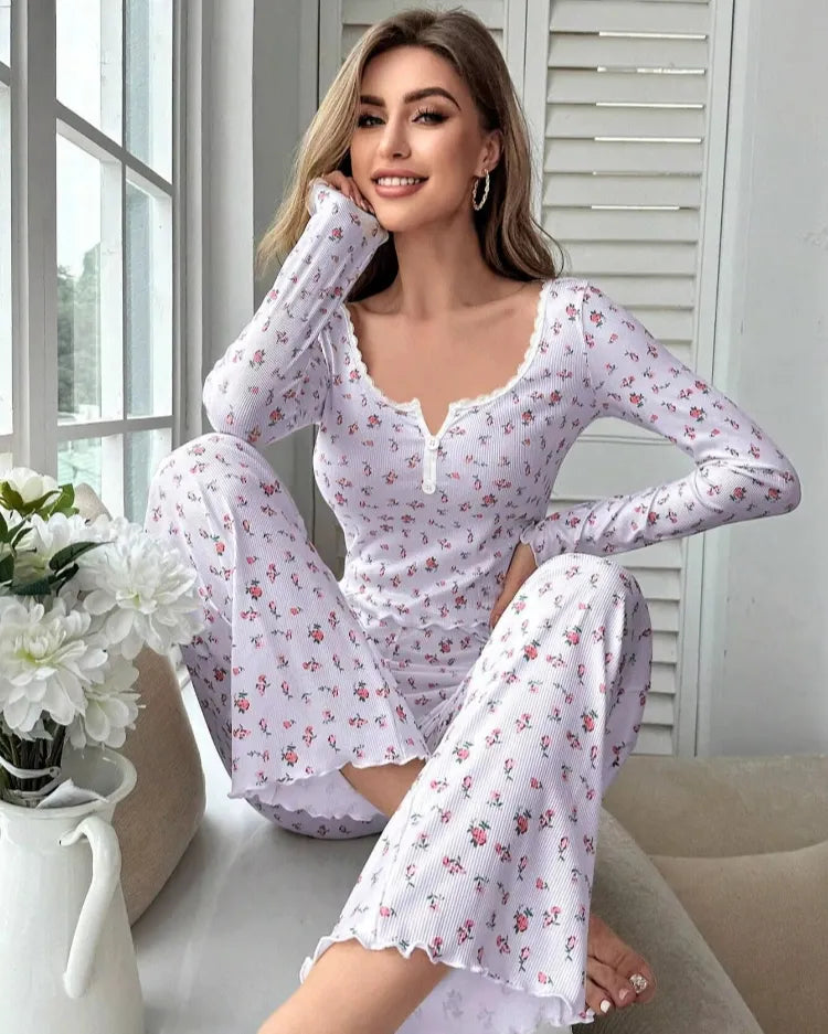 Bloemenpyjama met sla-bies