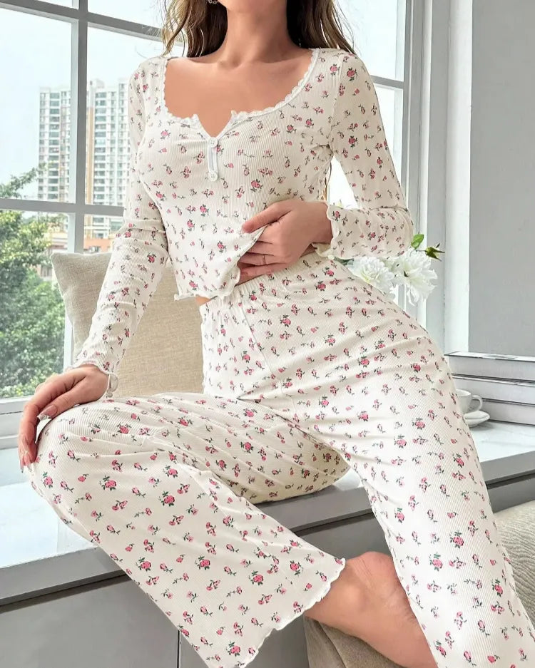 Bloemenpyjama met sla-bies