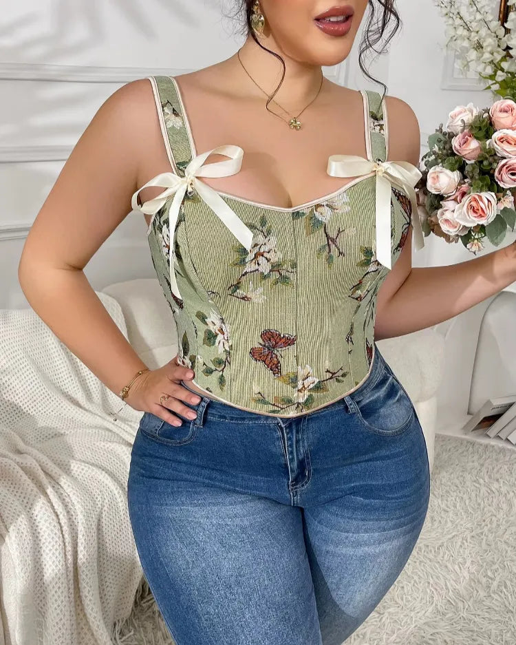 Corsettop met bloemenprint