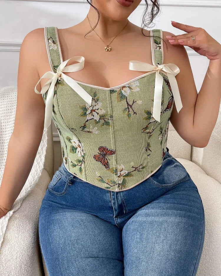Corsettop met bloemenprint
