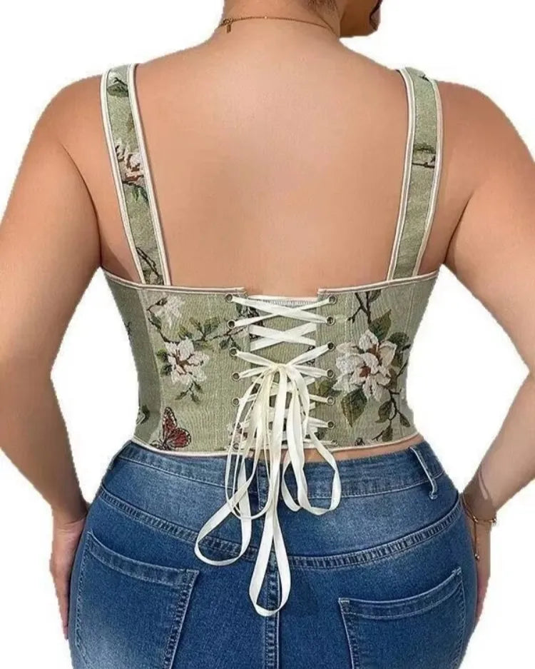 Corsettop met bloemenprint