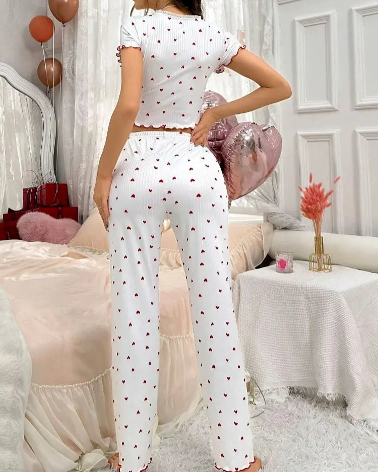 Pyjamaset met hartjesprint