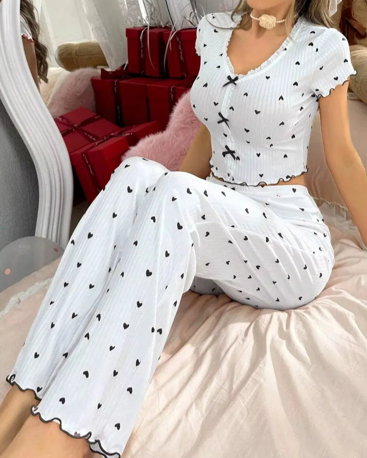 Pyjamaset met hartjesprint