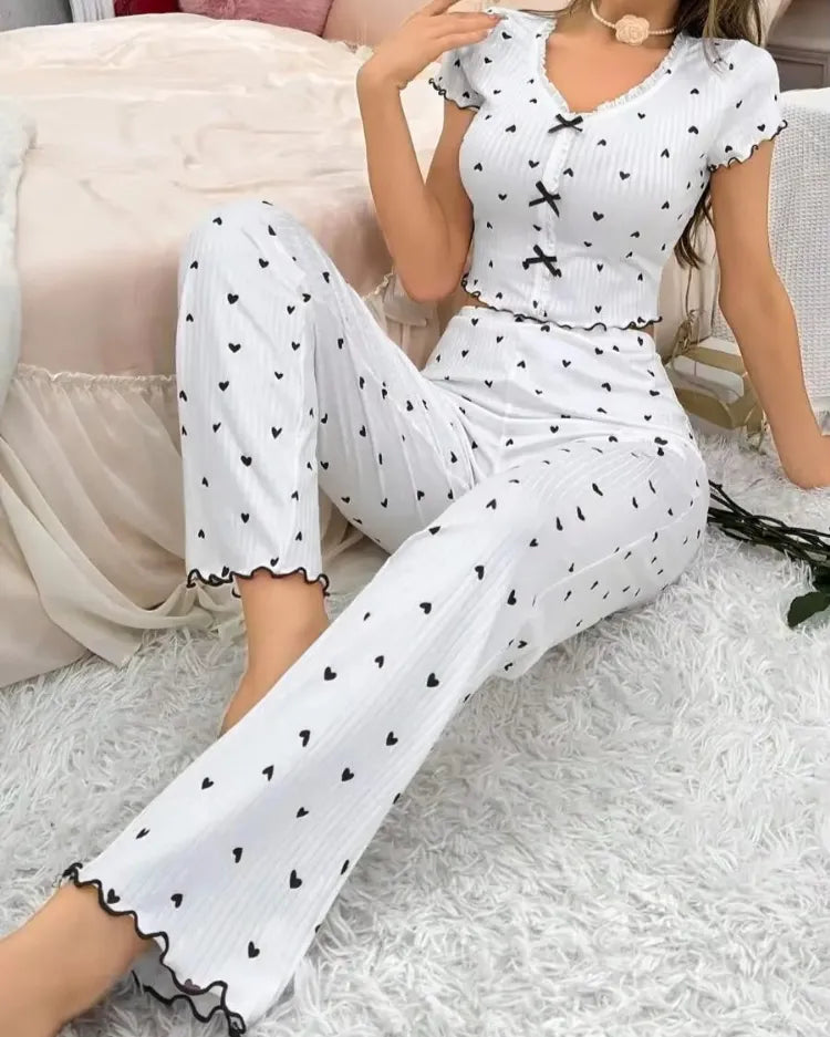 Pyjamaset met hartjesprint