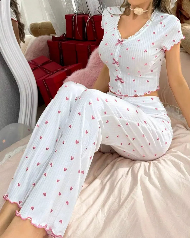 Pyjamaset met hartjesprint