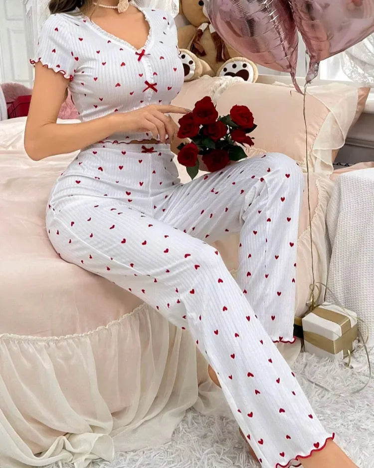 Pyjamaset met hartjesprint