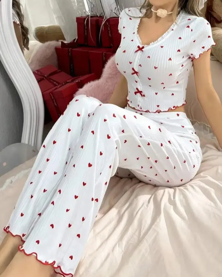 Pyjamaset met hartjesprint