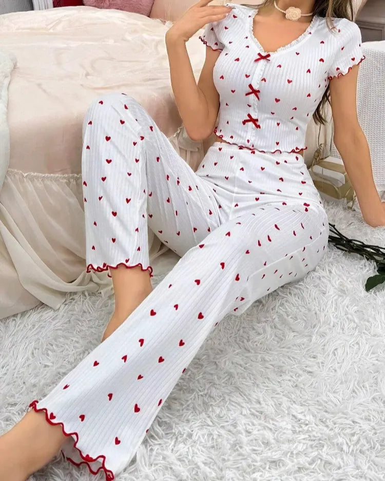 Pyjamaset met hartjesprint