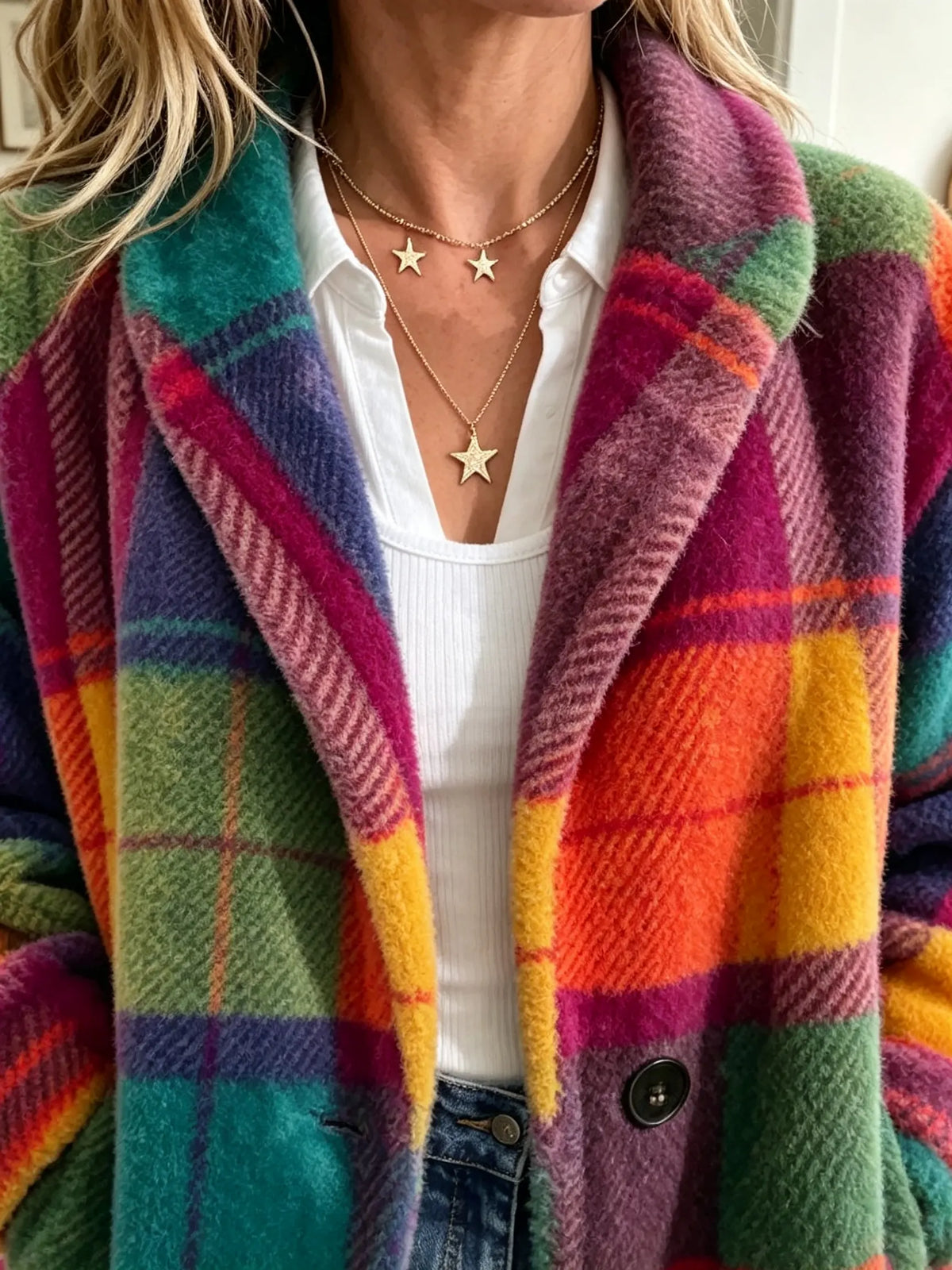 Claudette | Manteau Arka À Carreaux Multicolore