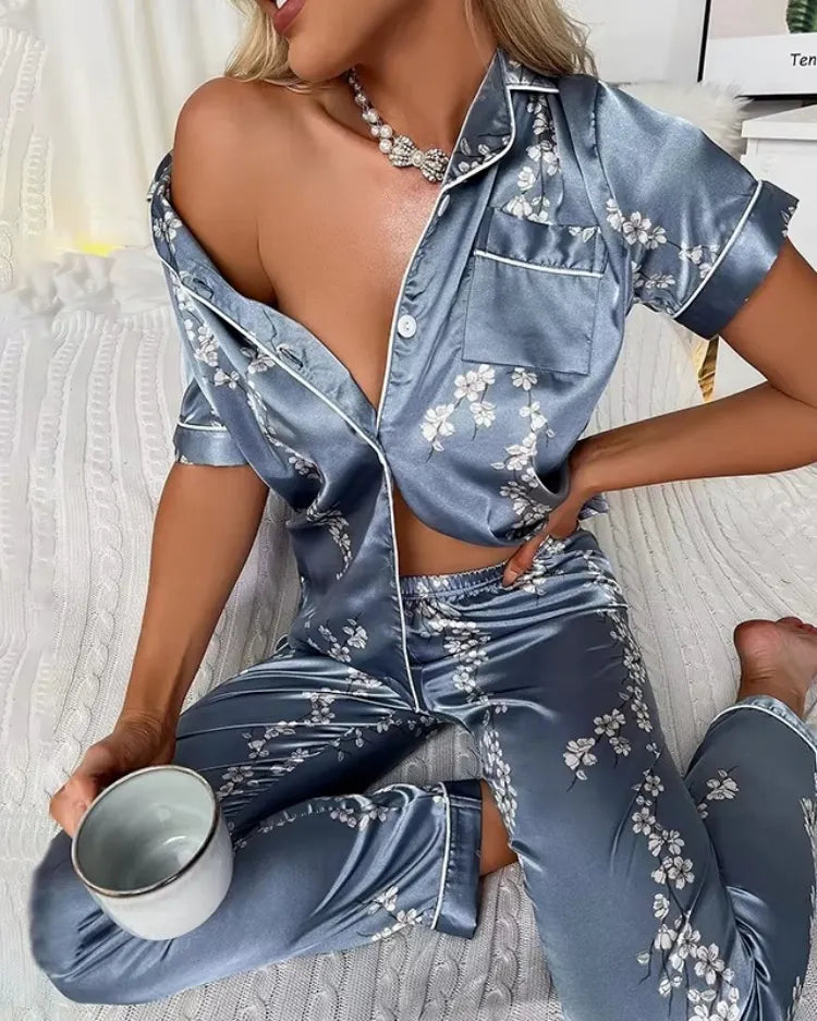 Bedrukte pyjamaset met lange mouwen
