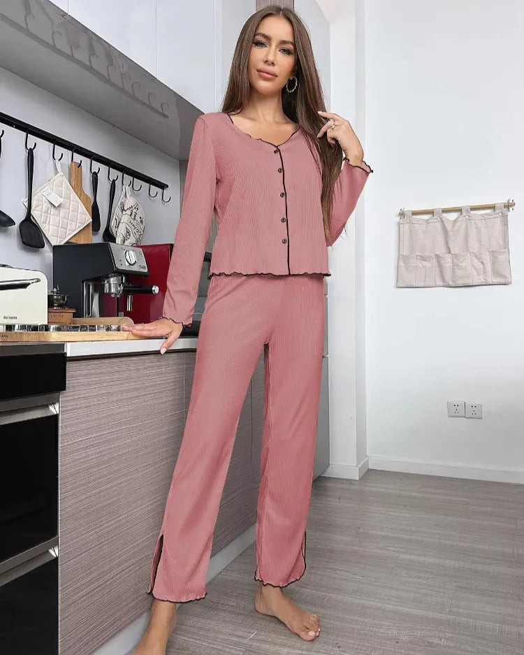Geribbelde Cardigan Pyjamaset