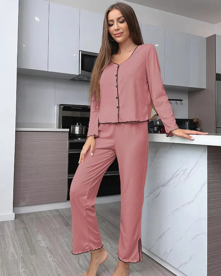 Geribbelde Cardigan Pyjamaset