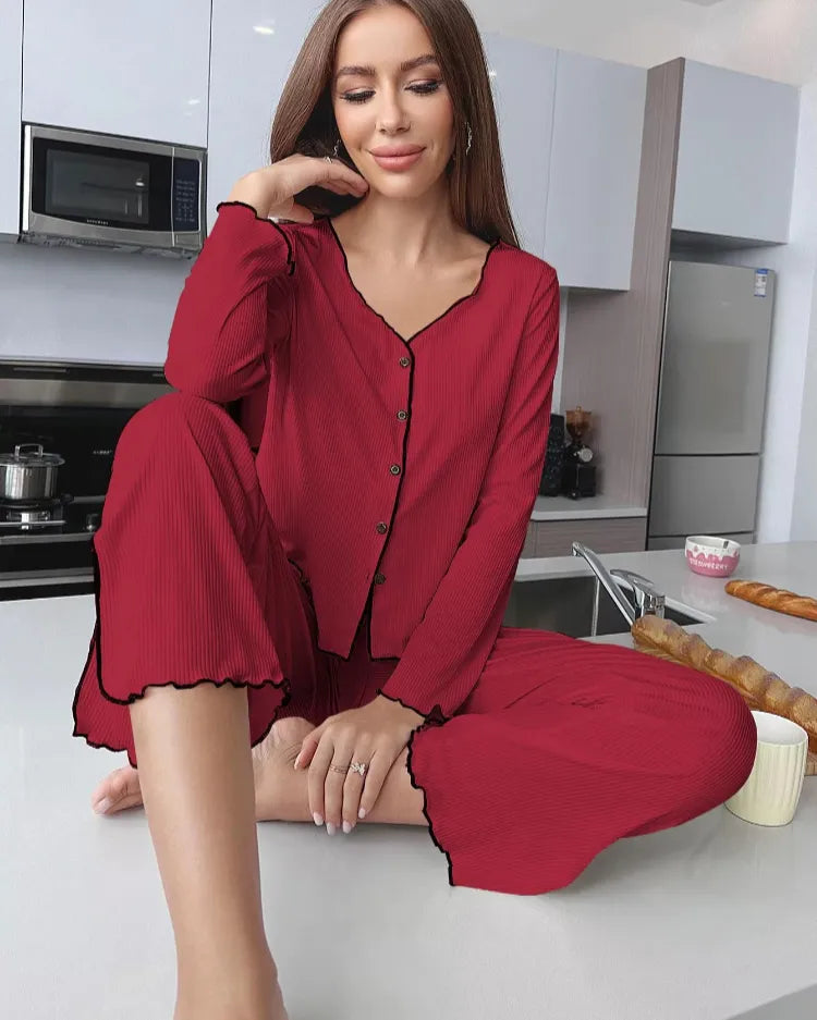 Geribbelde Cardigan Pyjamaset