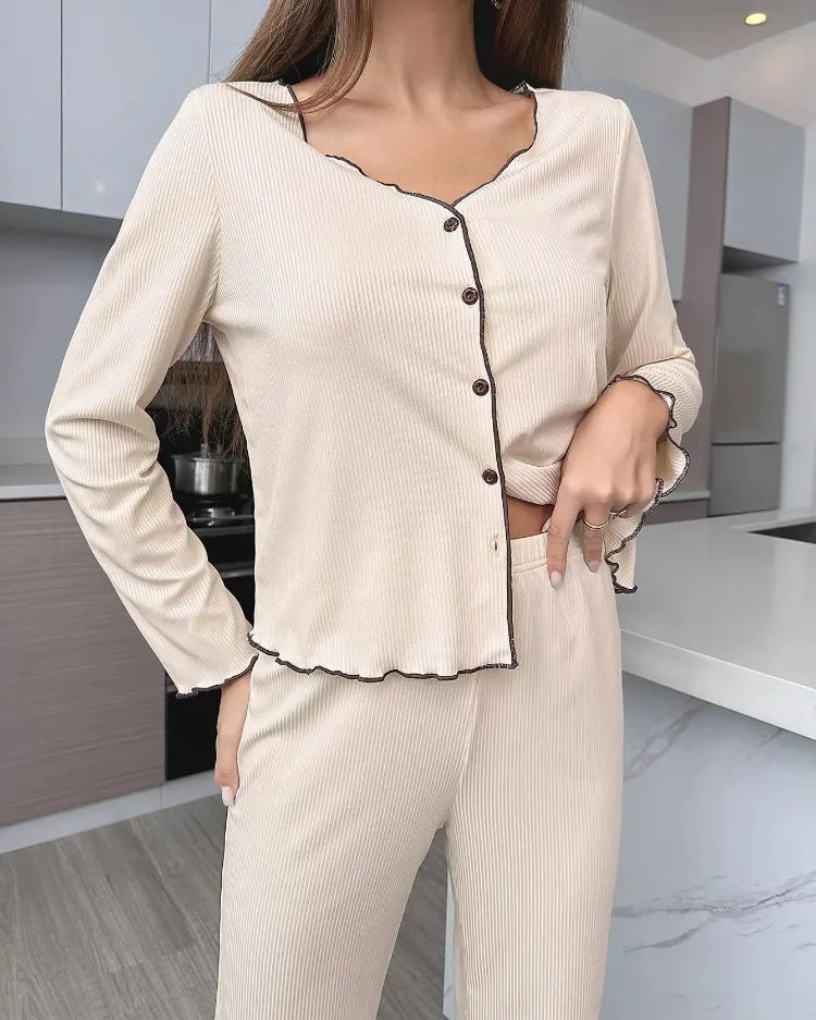 Geribbelde Cardigan Pyjamaset