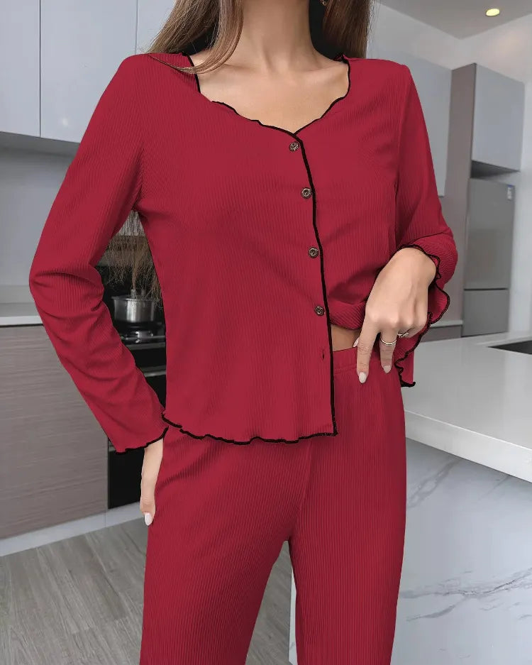 Geribbelde Cardigan Pyjamaset