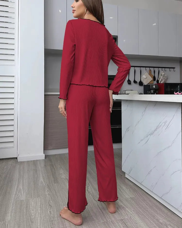 Geribbelde Cardigan Pyjamaset