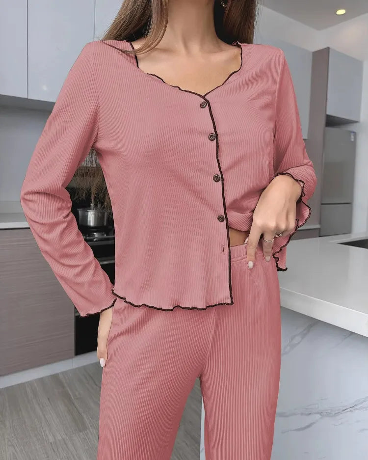 Geribbelde Cardigan Pyjamaset