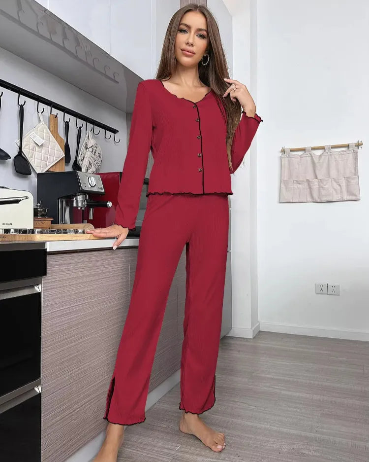 Geribbelde Cardigan Pyjamaset