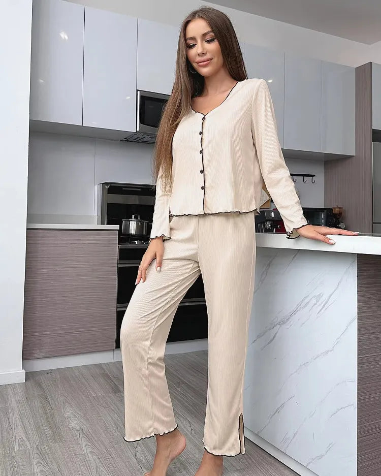Geribbelde Cardigan Pyjamaset