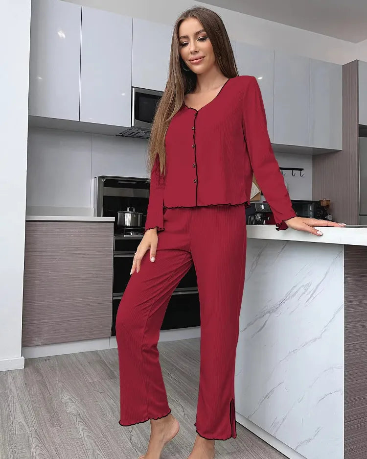 Geribbelde Cardigan Pyjamaset