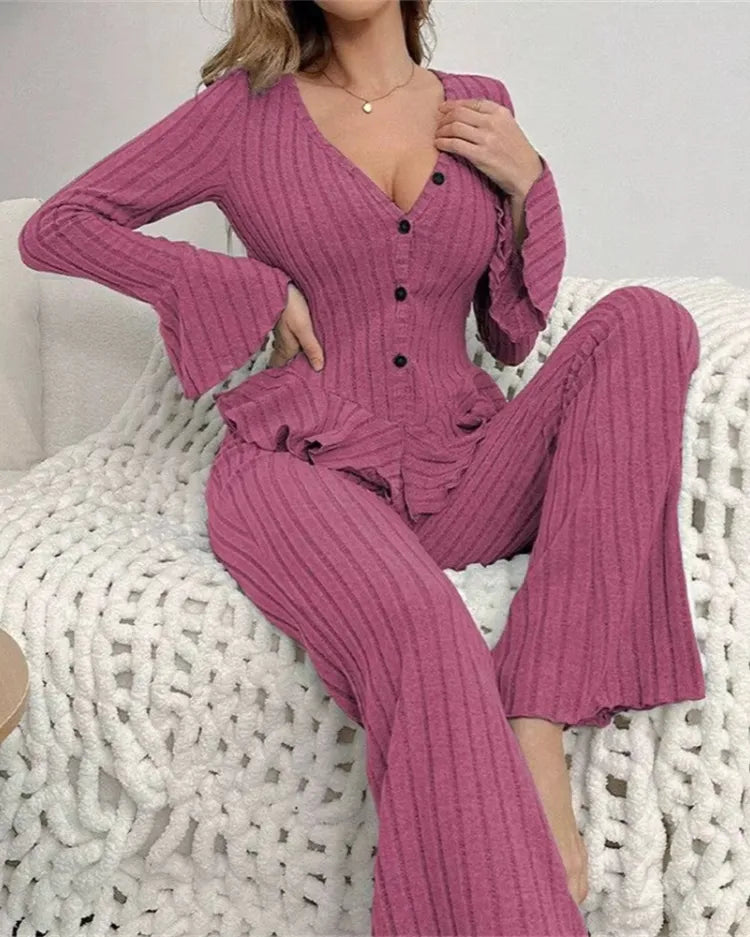 Geribde Gebreide Pyjamaset