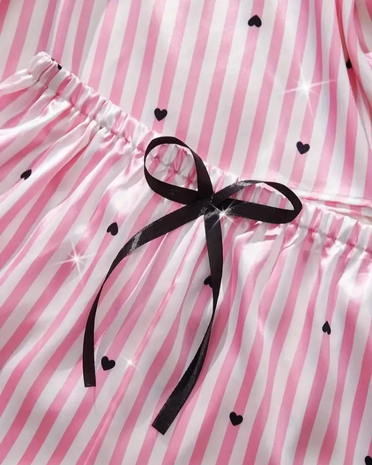 Satijnen Pyjamaset met Kanten Shorts