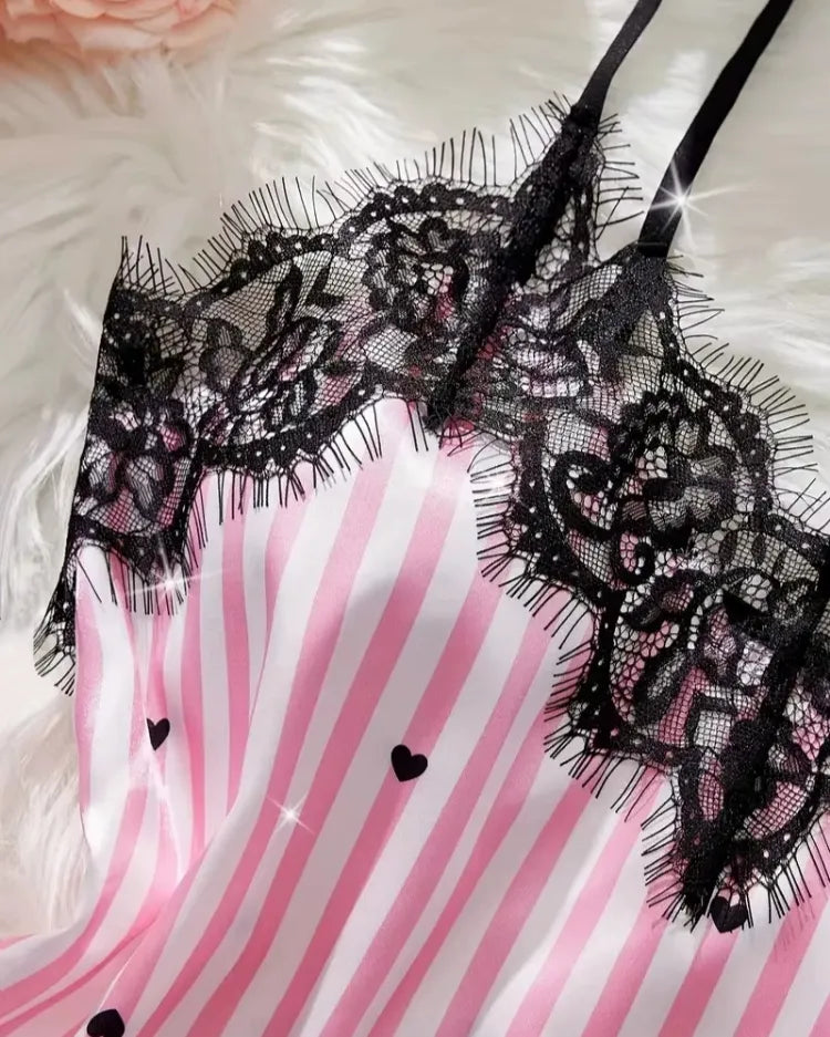 Satijnen Pyjamaset met Kanten Shorts