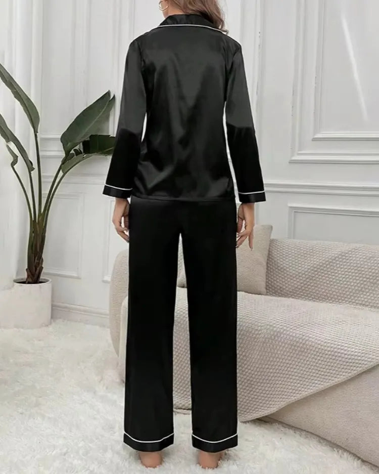 Satijnen Pyjama met Lange Mouwen