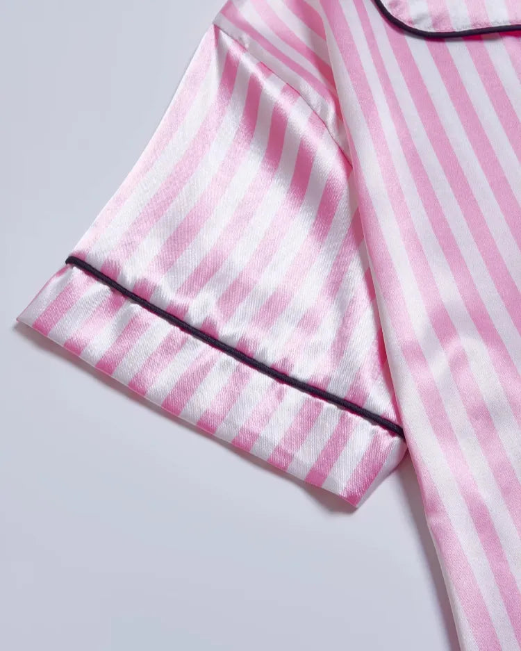 Gestreepte korte satijnen pyjama
