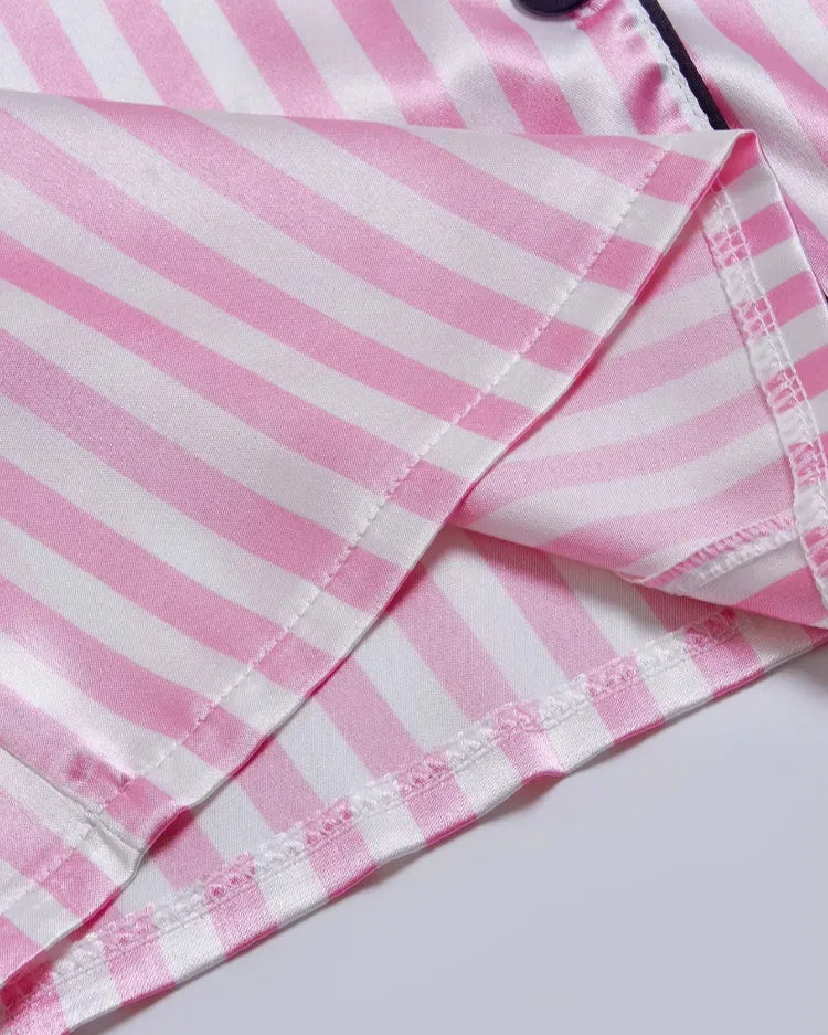 Gestreepte korte satijnen pyjama